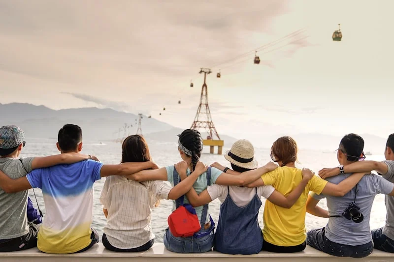 Group of friends sitting together